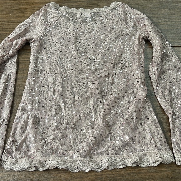 Moda International Rose Gold Lacy Sequin Top - Picture 10 of 12